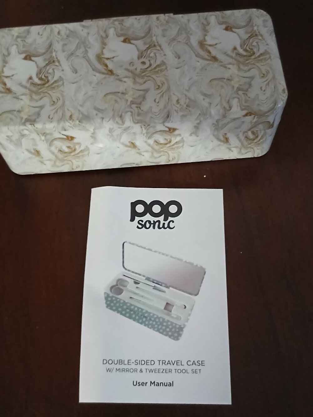 Pop Sonic Double-Sided Travel Case w/Tweezers & Mirror